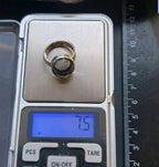 Vintage SILVER BANDED AGATE Ring - Landscape Agate - Size uk O (us 7) - 7.5g