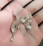 Sterling Silver Celtic Rose Necklace and Matching Earrings Gift Set - 6.8g