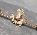 Antique 9ct Gold Thistle and Citrine Bar Brooch - 1.8g