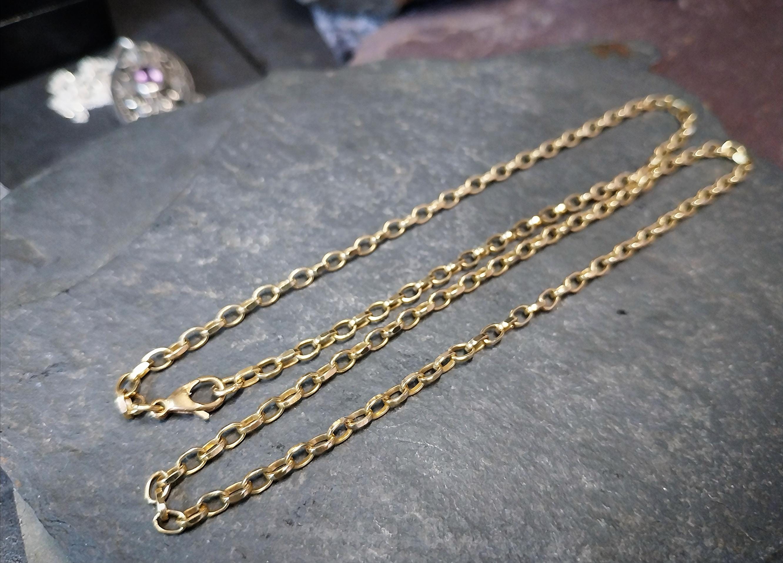 Vintage 9ct GOLD BELCHER CHAIN Necklace - 18" Long - 5g