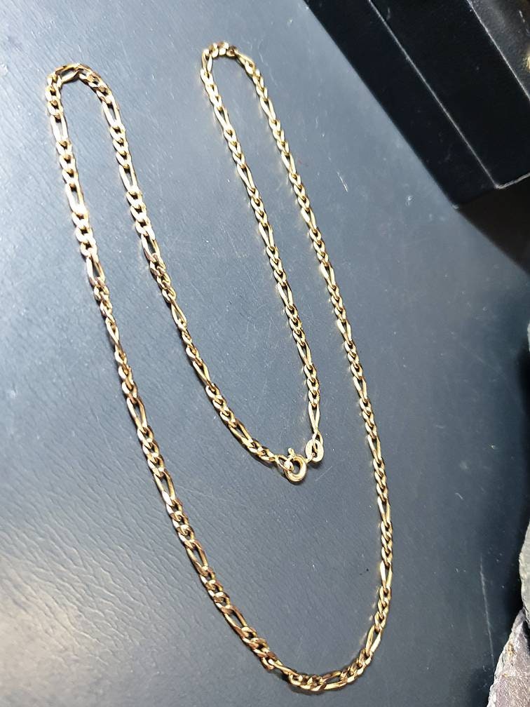 Vintage 9ct GOLD FIGARO CHAIN Necklace - 18" - 7g