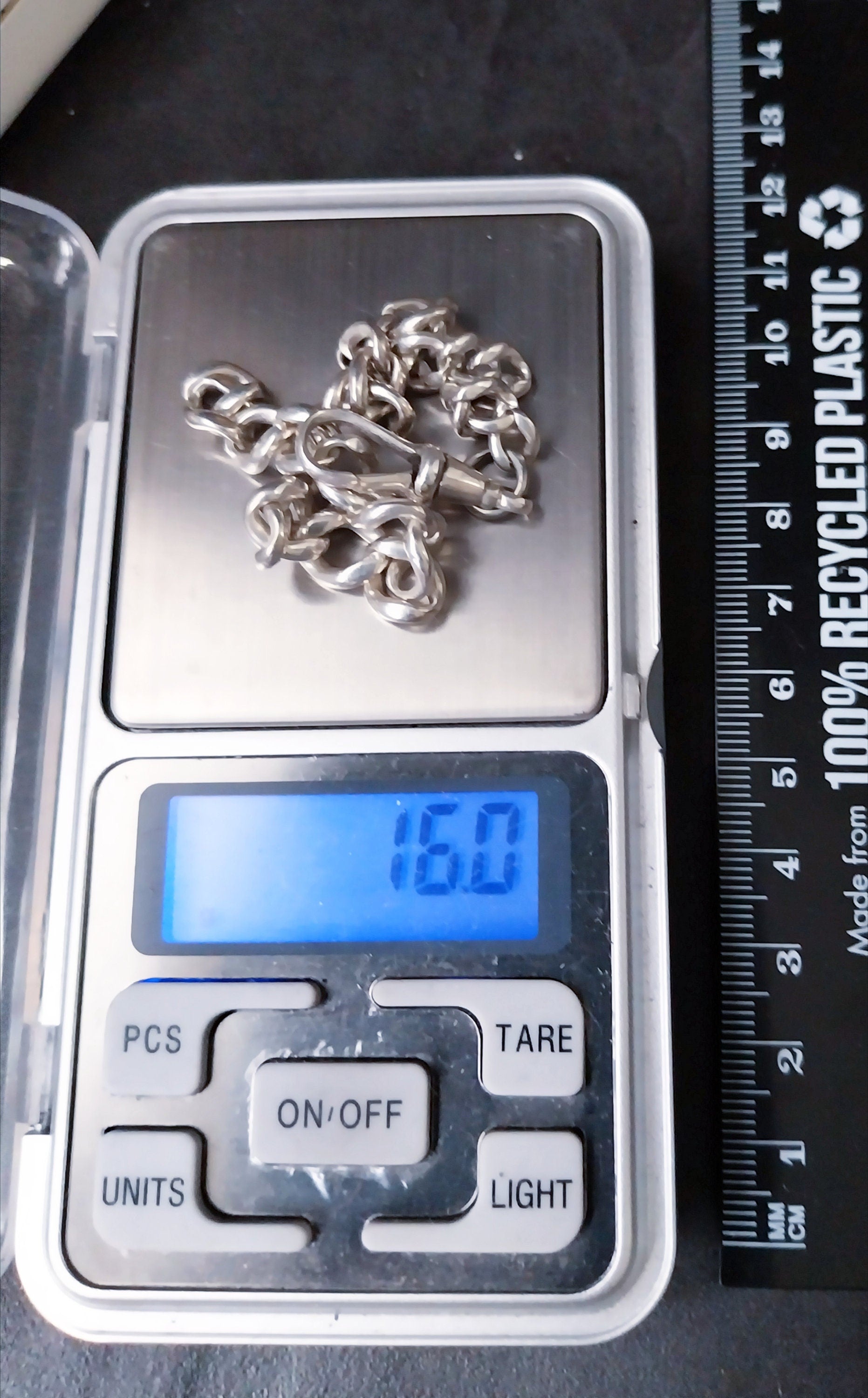 Vintage /Antique Sterling Silver Link Bracelet with Dog Clip - 21cm - 16g