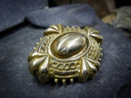 Victorian Photo Locket Brooch - Pinchbeck, Gilt  Mourning or Sweetheart with antique photo