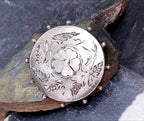 Victorian Sterling Silver Circular Brooch  - Shield Button c. 1888  - 2.9g