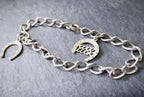 Vintage SILVER Charm BRACELET with Good-luck Horseshoe - 17.5cm - 8.7g