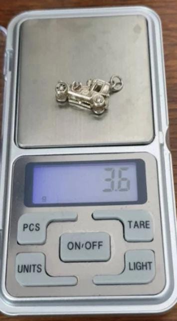 SILVER Vintage CAR CHARM - Stepaside, Classic Car - for Bracelet - 3.6g