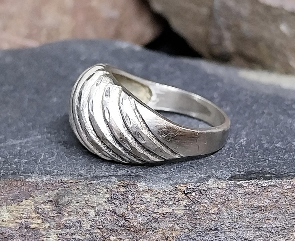Vintage Sterling Silver Weave Dome RING - Size uk N 1/2 ( us 7) - 4.3g