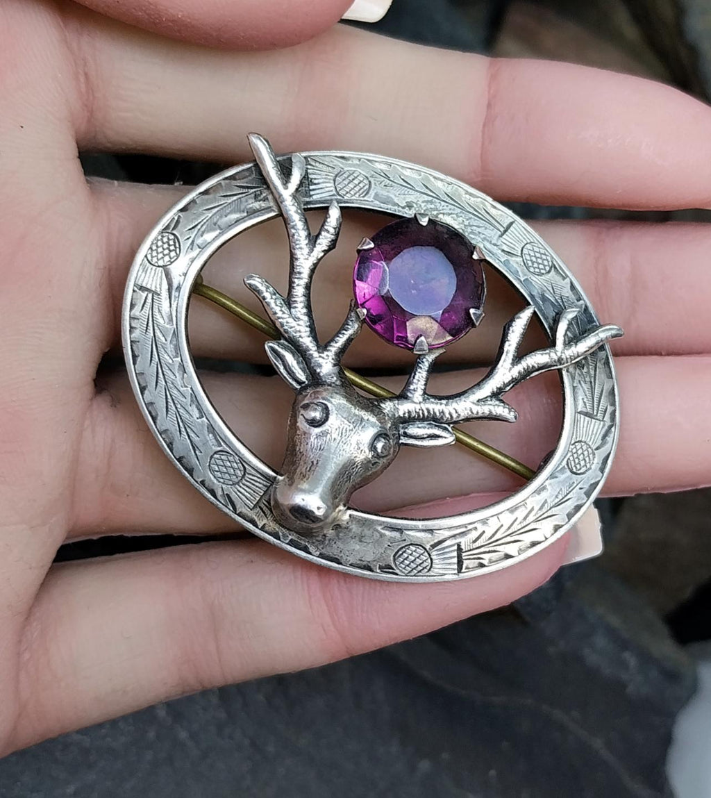 Vintage STAG Brooch - Sterling Silver c 1948 - 10.9g