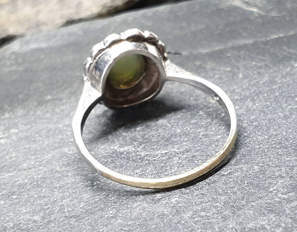 Vintage 9ct Gold & Silver Fire Opal and Paste Stones Ring - Art Deco - Size uk O (us 7) - 2.3g