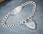 GEORG JENSEN Silver Identity Link Bracelet with Engraved Heart Clasp Padlock - 17.8g