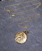 9ct Gold Georg Jensen St Christopher Necklace Pendant - Double Sided on 20" Chain - 4.4g