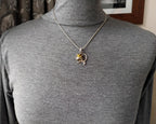 Sterling Silver AMBER CAT Kitten Pendant Chain Necklace 18" Length - 7.1g