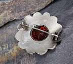 Antique Scalloped Citrine Brooch - Low Grade Silver - 7.4g