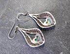 Vintage Sterling Silver Drop Earrings - with Paua Shell - 4.9g