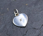 Vtg SILVER Diamond HEART Charm - NV - 1.9g