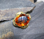Antique Pinchbeck BROOCH with Brandy Orange Gemstone - 6g