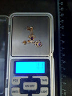 9ct GOLD CELTIC Amethyst Drop EARRINGS - 1.1g