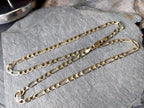 Vintage 9ct GOLD FIGARO Flat Curb CHAIN Necklace - 18" - 6.5g