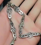 Vintage Celtic Sterling Silver Bracelet - Mackintosh Rose Links - 19cm - 10.6g