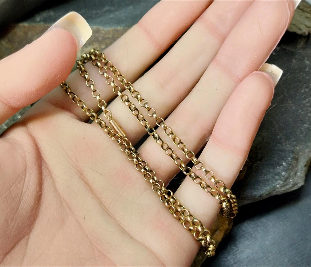 Antique 9ct GOLD BELCHER Chain Necklace with Barrel Clasp - 17.5" - 4.1g