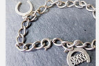 Vintage SILVER Charm BRACELET with Good-luck Horseshoe - 17.5cm - 8.7g