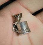 Tankard Jug Mug Charm - opening lid - 925 sterling silver - 2.7g