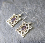 Sterling SILVER Amethyst Necklace and Matching Earrings Gift Set - Celtic Knot - 8.6g