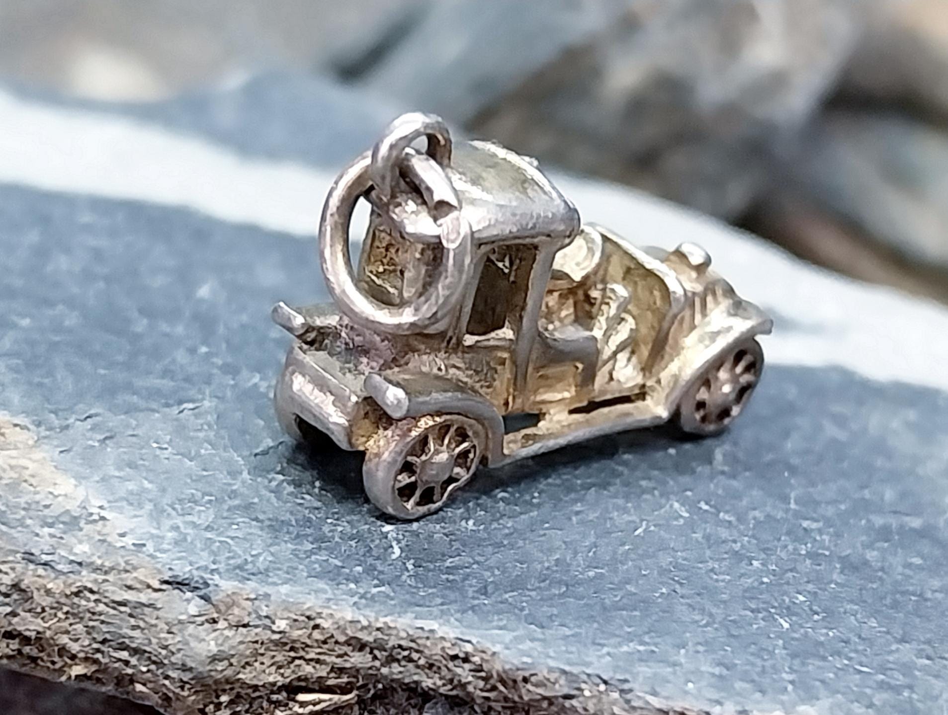 SILVER Vintage CAR CHARM - Stepaside, Classic Car - for Bracelet - 3.6g