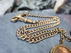 Antique Dog Clip Chain with Photo Locket Fob and T Bar - Pinchbeck 16"  - 25.9g