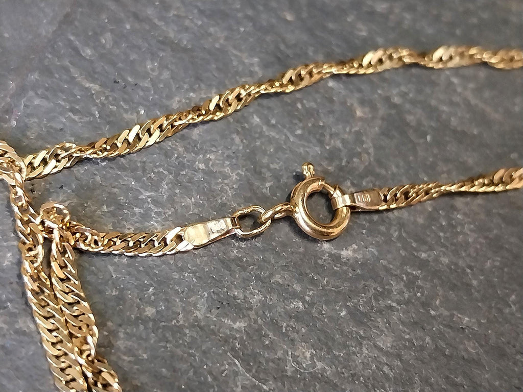 9ct GOLD CHAIN, Twisted Rope Singapore Curb Necklace 18.5" - Hallmarked - 3.9g