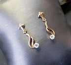 Vintage 9ct Gold Twist DROP EARRINGS - Dangling - 0.6g