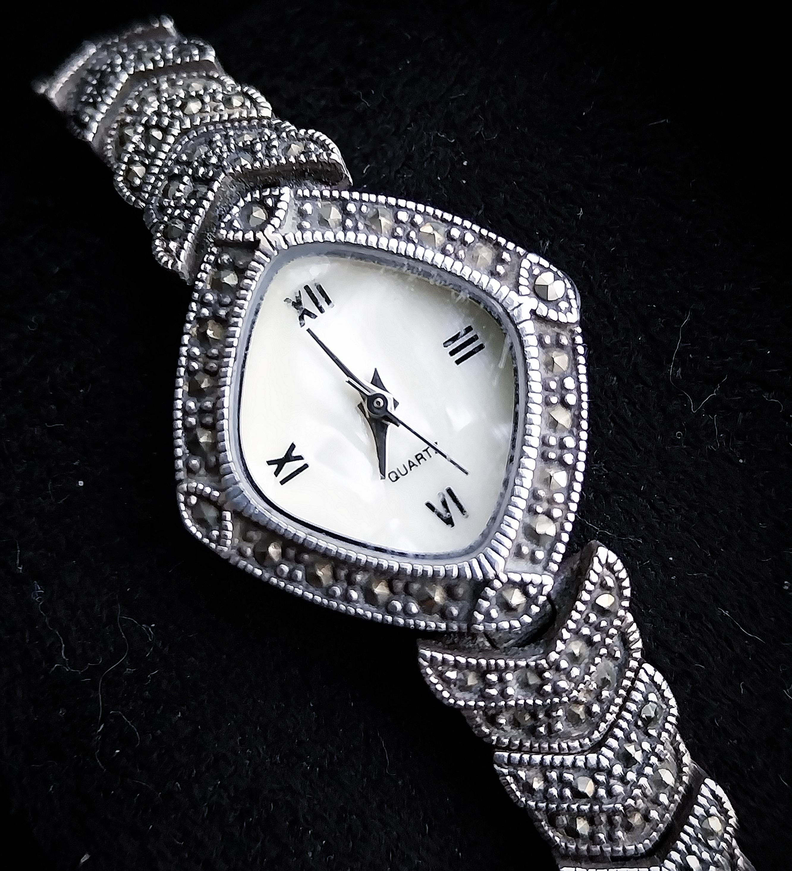 Vintage Marcasite Sterling Silver WATCH - Art Deco Style 17cm - 31.9g