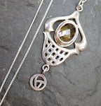Vintage Sterling Silver Smoky quartz PENDANT NECKLACE - 20" - 6.3g