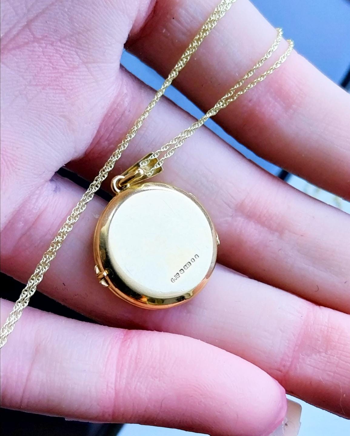 GEORG JENSEN 9ct Gold  Two Flower Locket - with 18" Gold Chain - 4.3g
