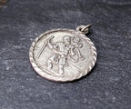 Vtg SILVER St Christopher Charm - Traveller, Journey - 1950s - 2.3g