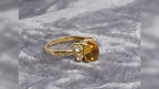 9ct GOLD Citrine Gemstone Ring - Size uk O (us 7) - 3.2g
