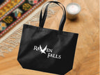 RRavenFalls Organic Cotton Maxi Tote Shopping Bag - Black Large 18 Litres